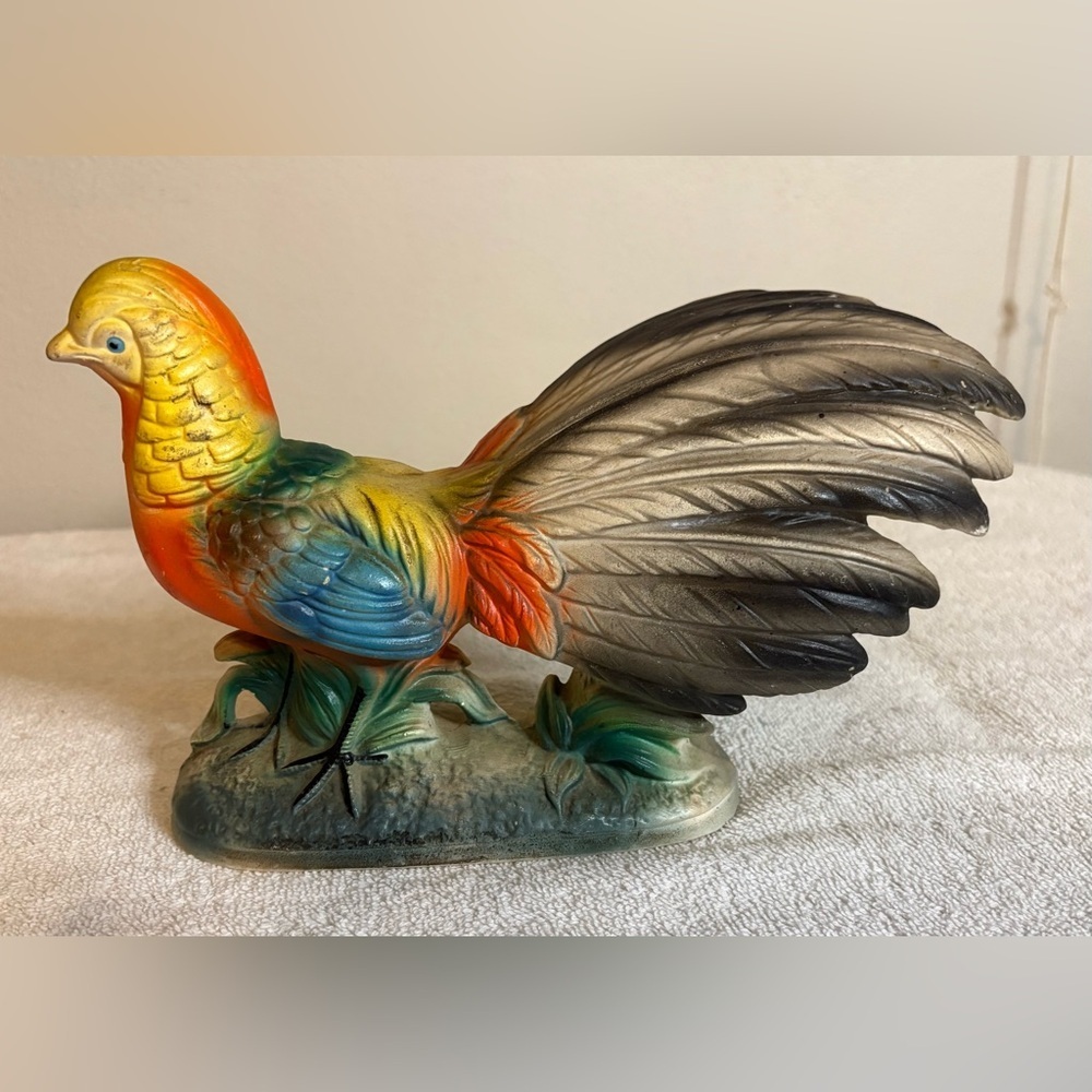 Vintage Chinese Chalkware Pheasant Statue